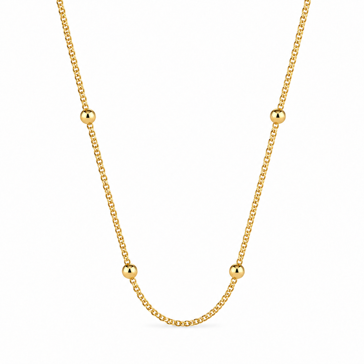 Cuban Beaded Chain – 18K Gold Vermeil