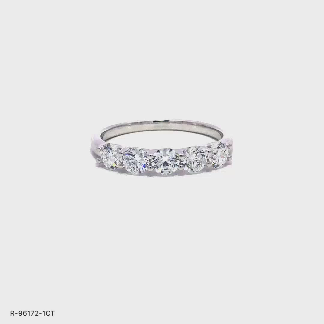 14K White Gold Five Stone Diamond Ring
