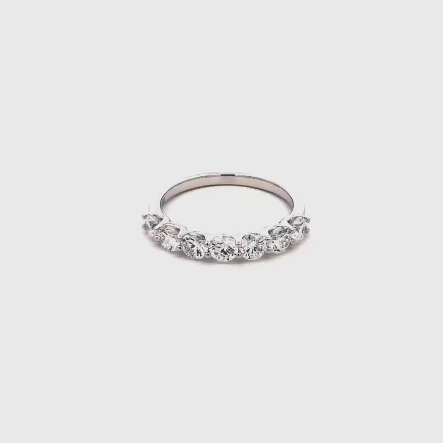 14K White Gold Seven Stone Round Diamond Ring