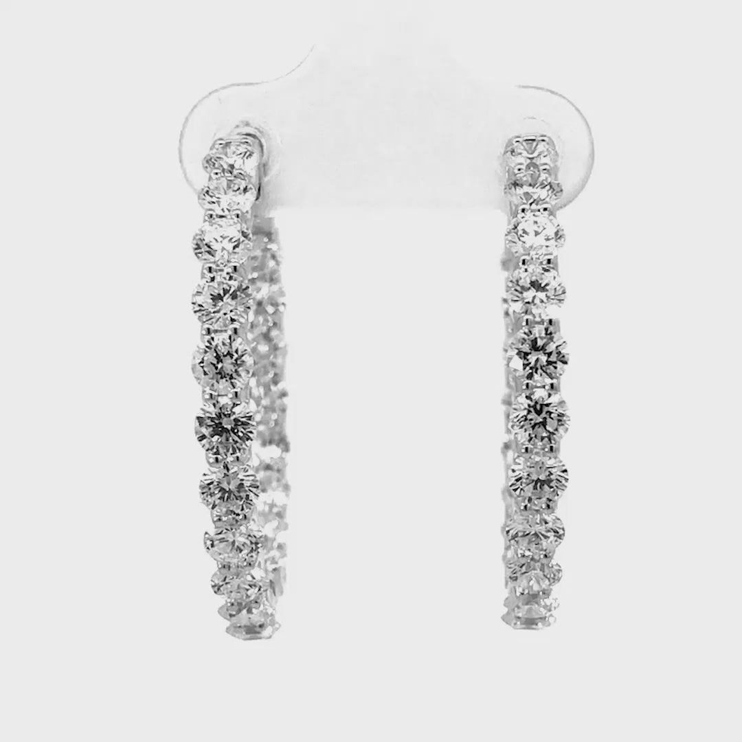 14K White Gold Inside Out Diamond Hoops