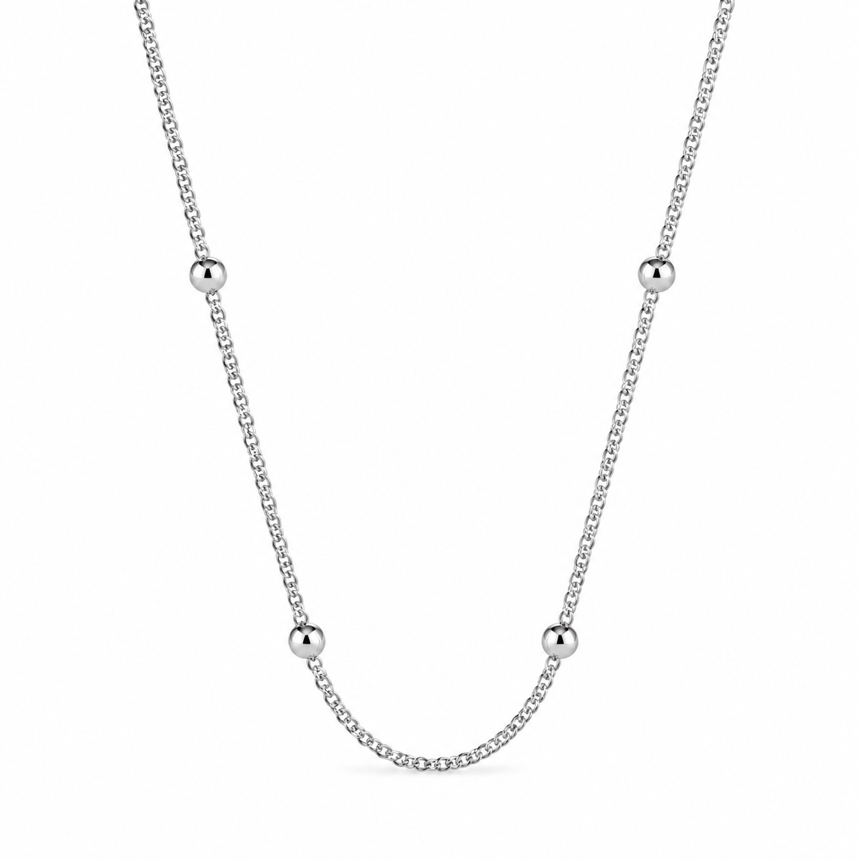 Cuban Beaded Chain – Rhodium
