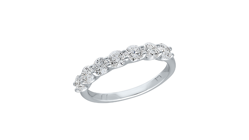 14K White Gold Seven Stone Round Diamond Ring
