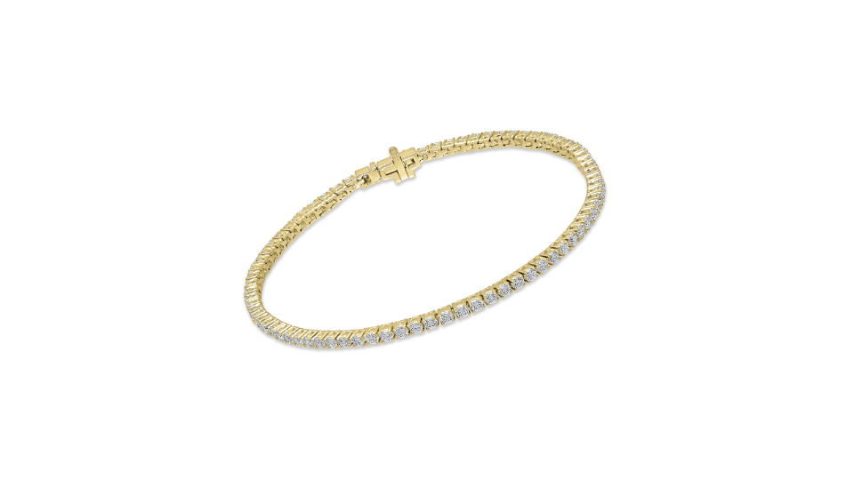 14K Yellow Gold Round Diamond Tennis Bracelet